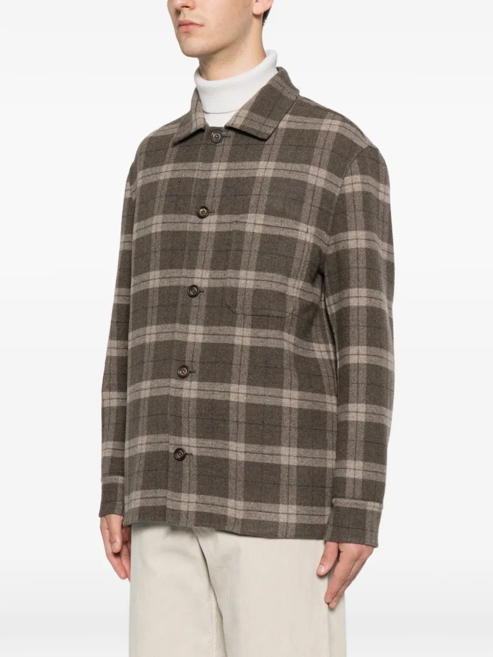 Eleventy Geruit shirtjack Bruin