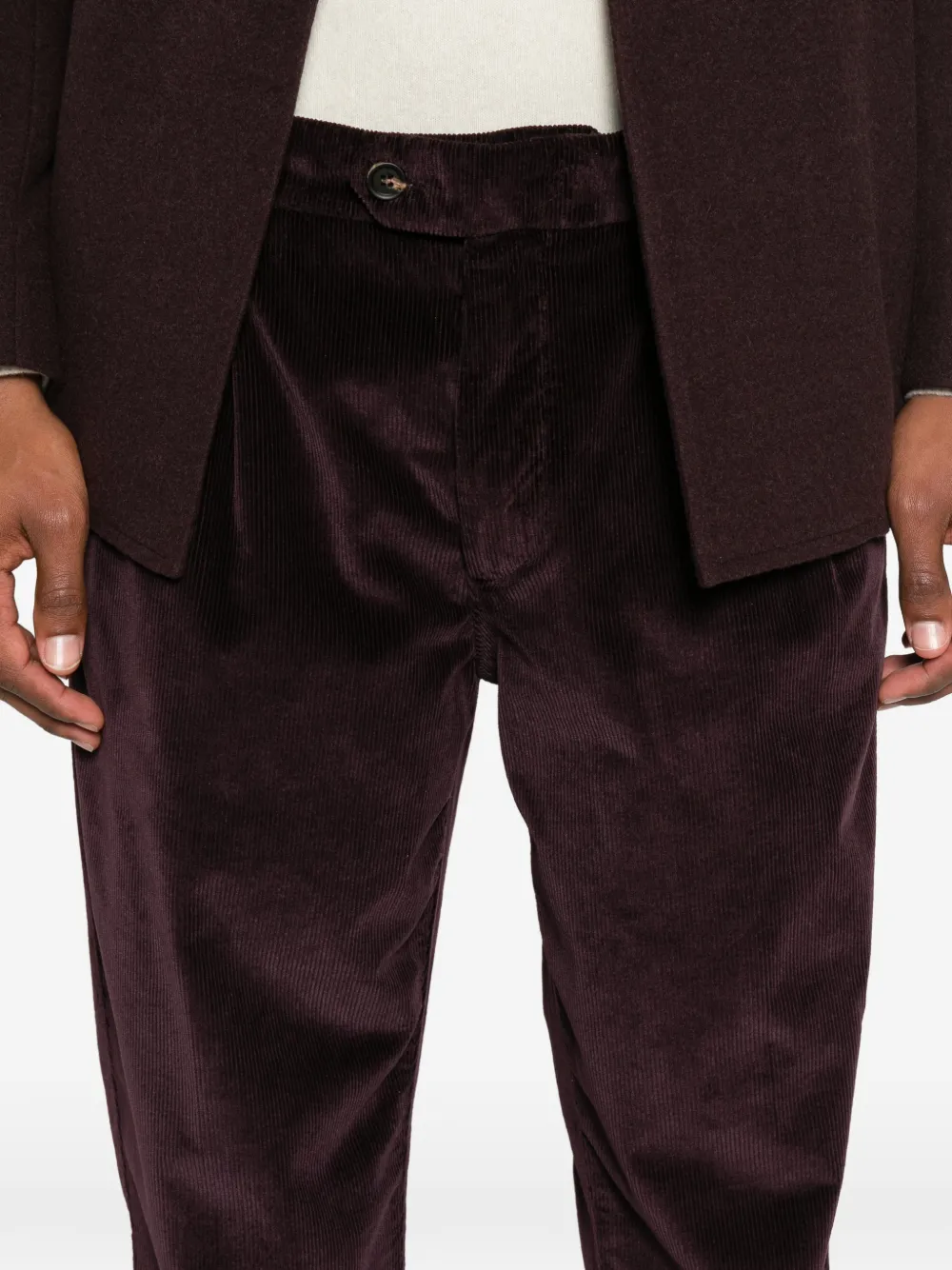 Eleventy Ribfluwelen plooibroek Rood