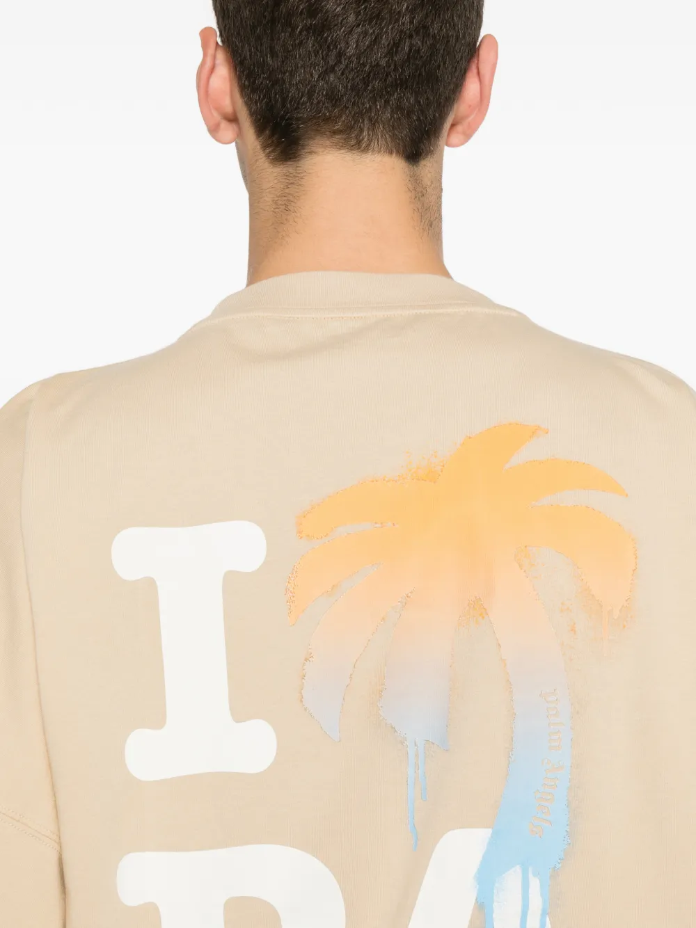 Palm Angels T-shirt met logoprint Beige
