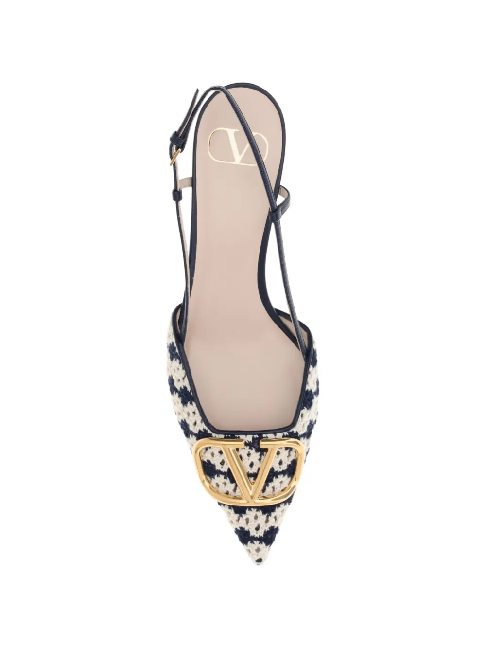 Valentino Garavani VLogo Signature crochet slingback heeled pumps Wit