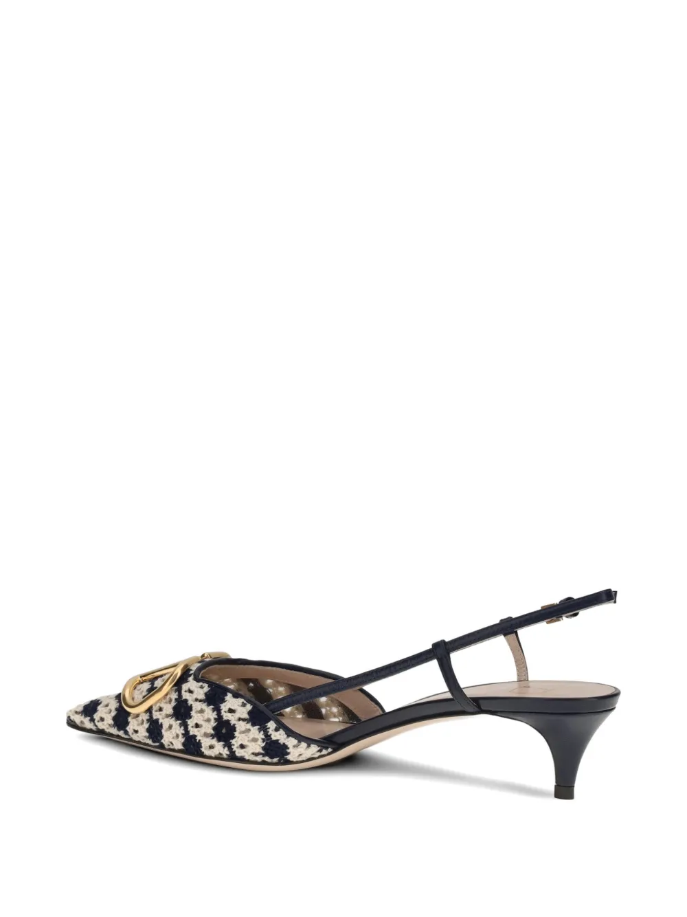 Valentino Garavani VLogo Signature crochet slingback heeled pumps Wit