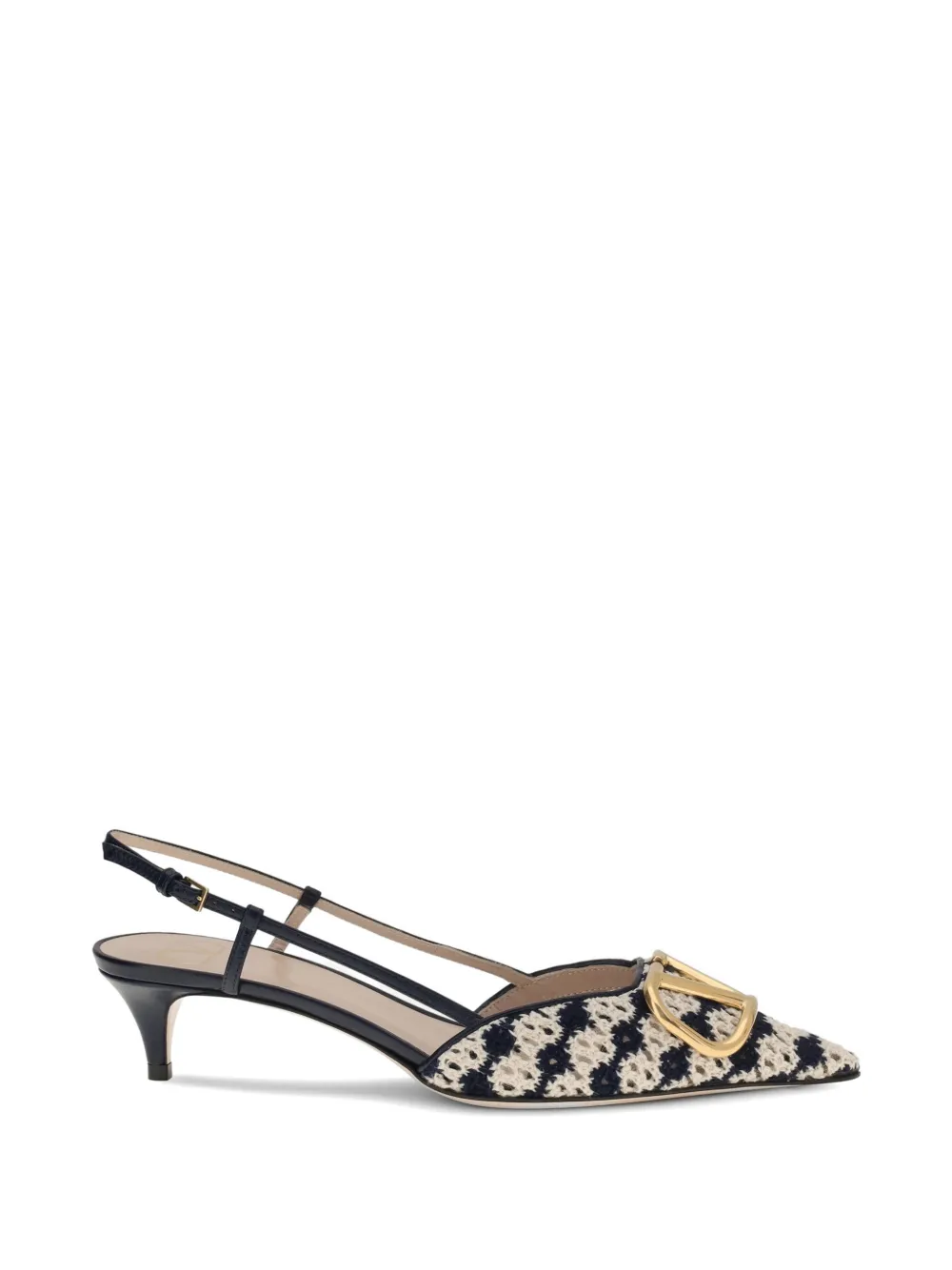 Valentino Garavani VLogo Signature crochet slingback heeled pumps - Weiß