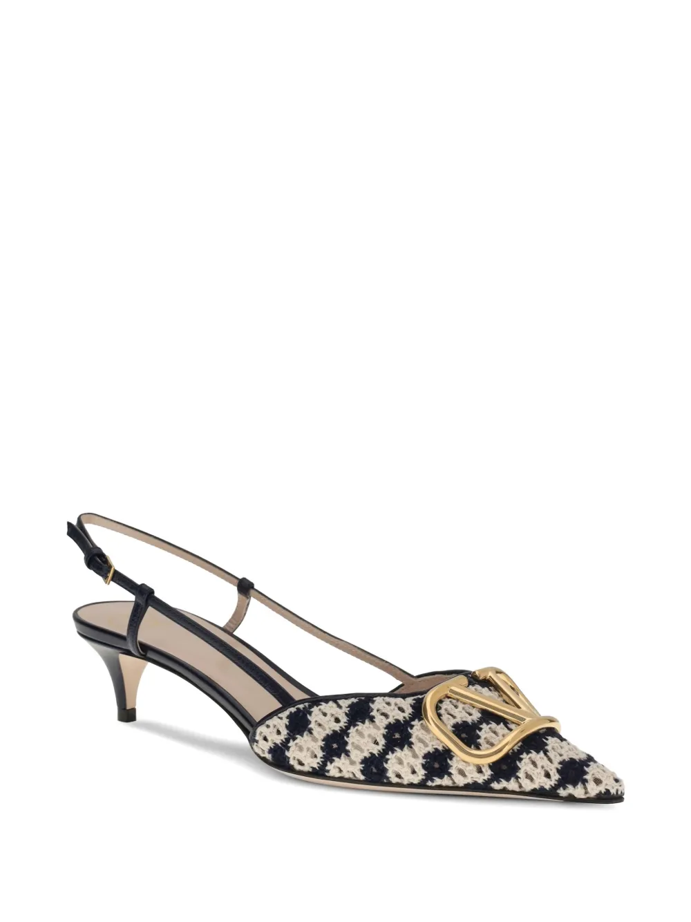 Valentino Garavani VLogo Signature crochet slingback heeled pumps Wit