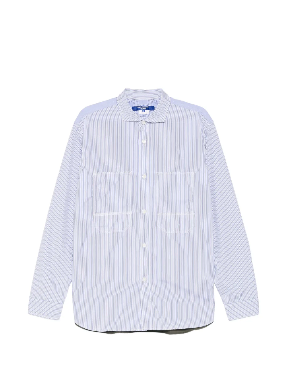 Junya Watanabe MAN vertical-stripe patch-pocket shirt - Blu