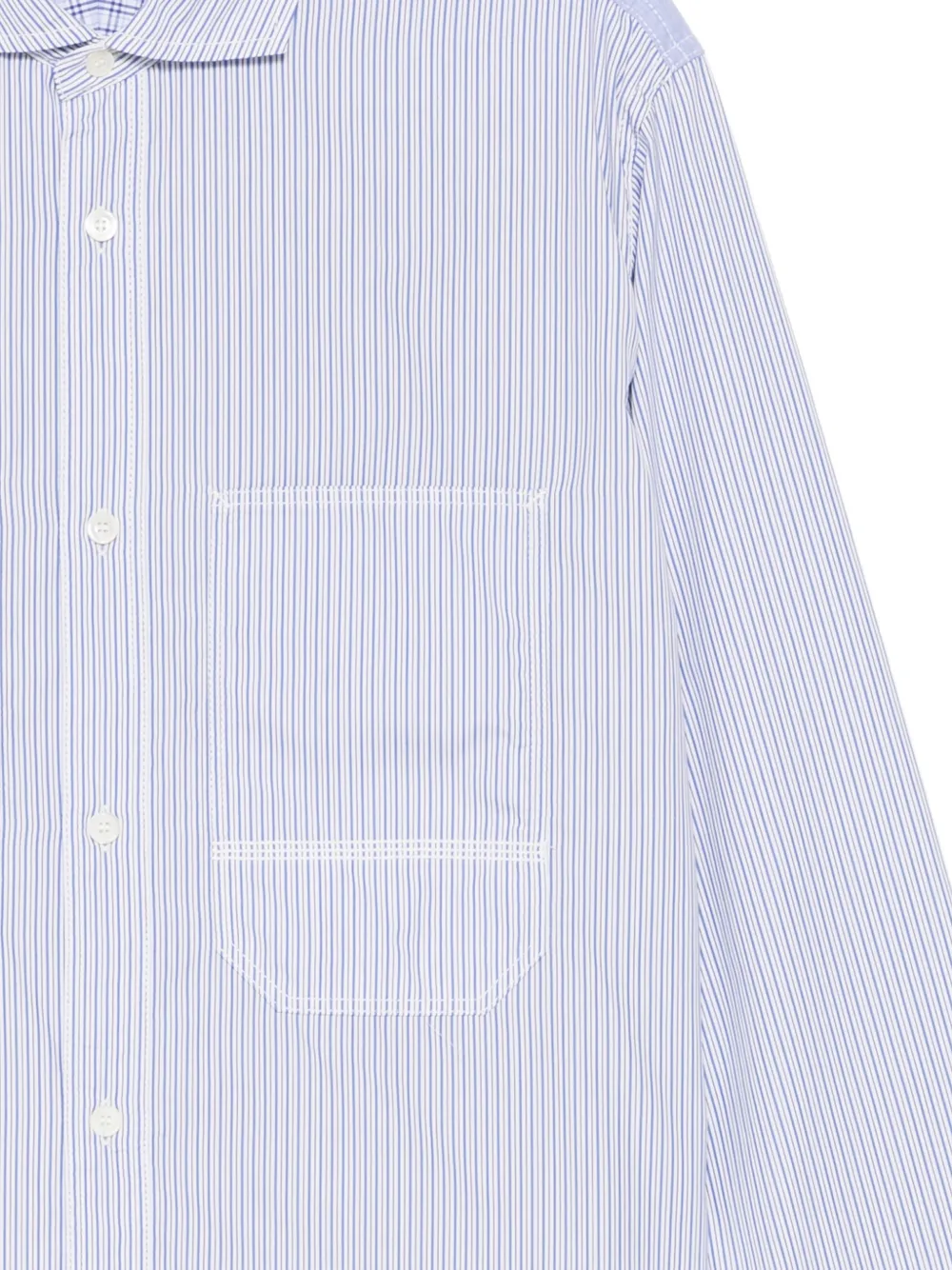 Junya Watanabe MAN Overhemd met opgestikte zak en verticale streep Blauw