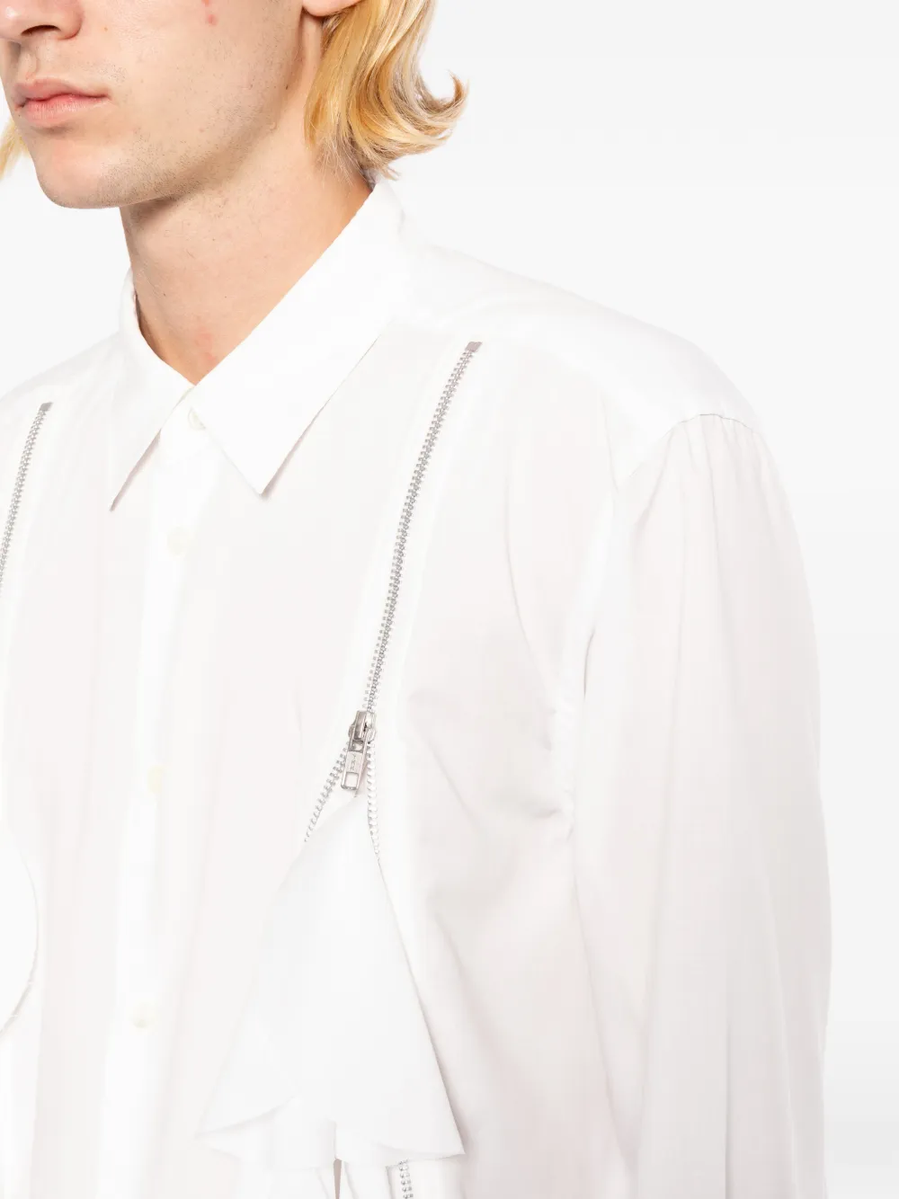 Comme des Garçons Homme Plus Overhemd met ruches Wit
