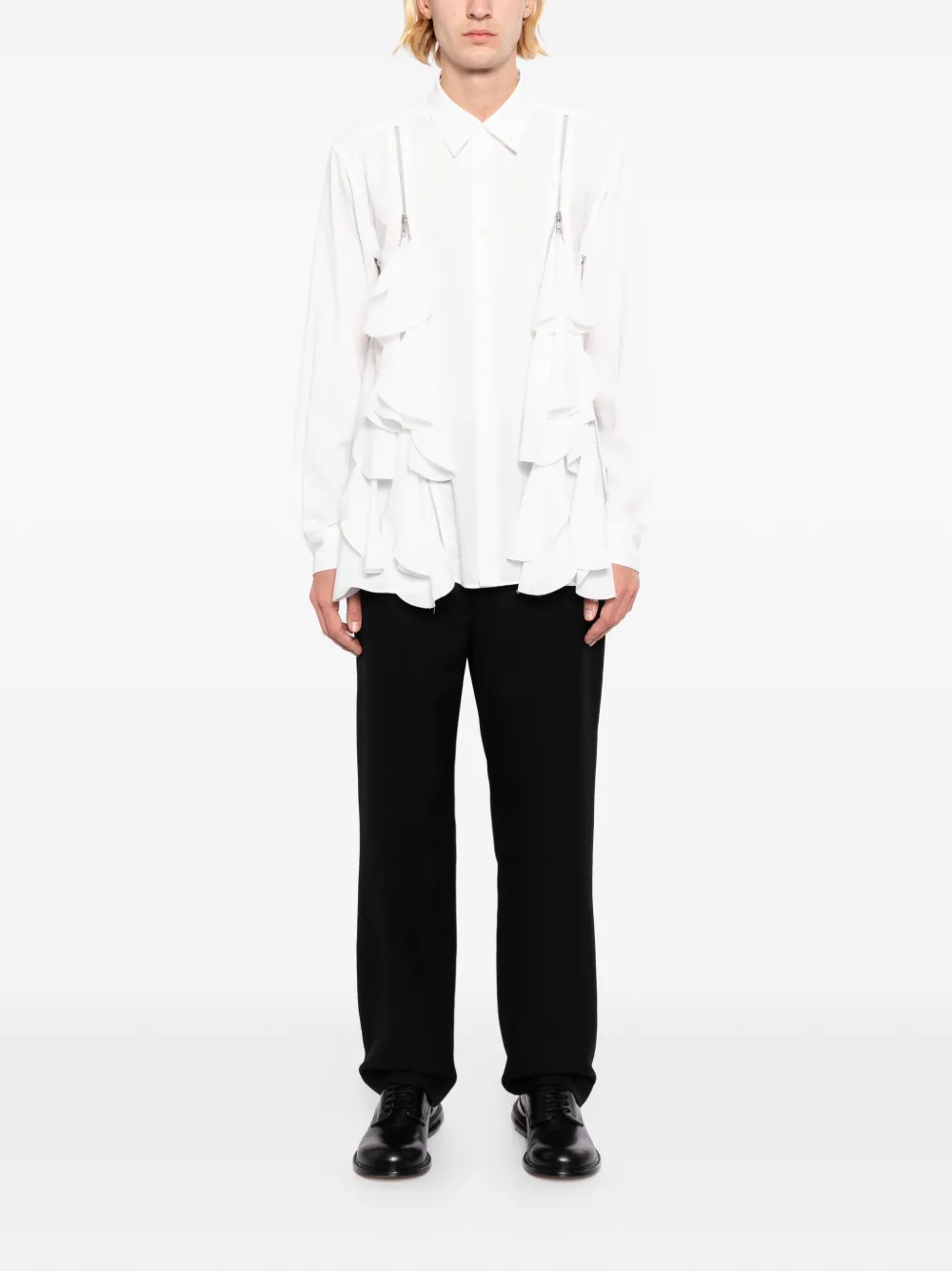 Comme des Garçons Homme Plus Overhemd met ruches Wit