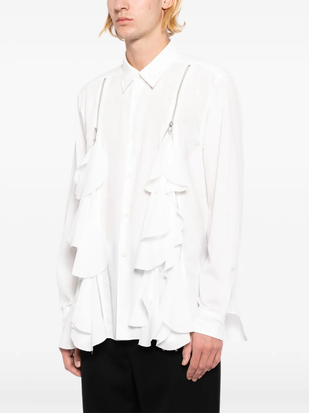 Comme des Garçons Homme Plus Overhemd met ruches Wit