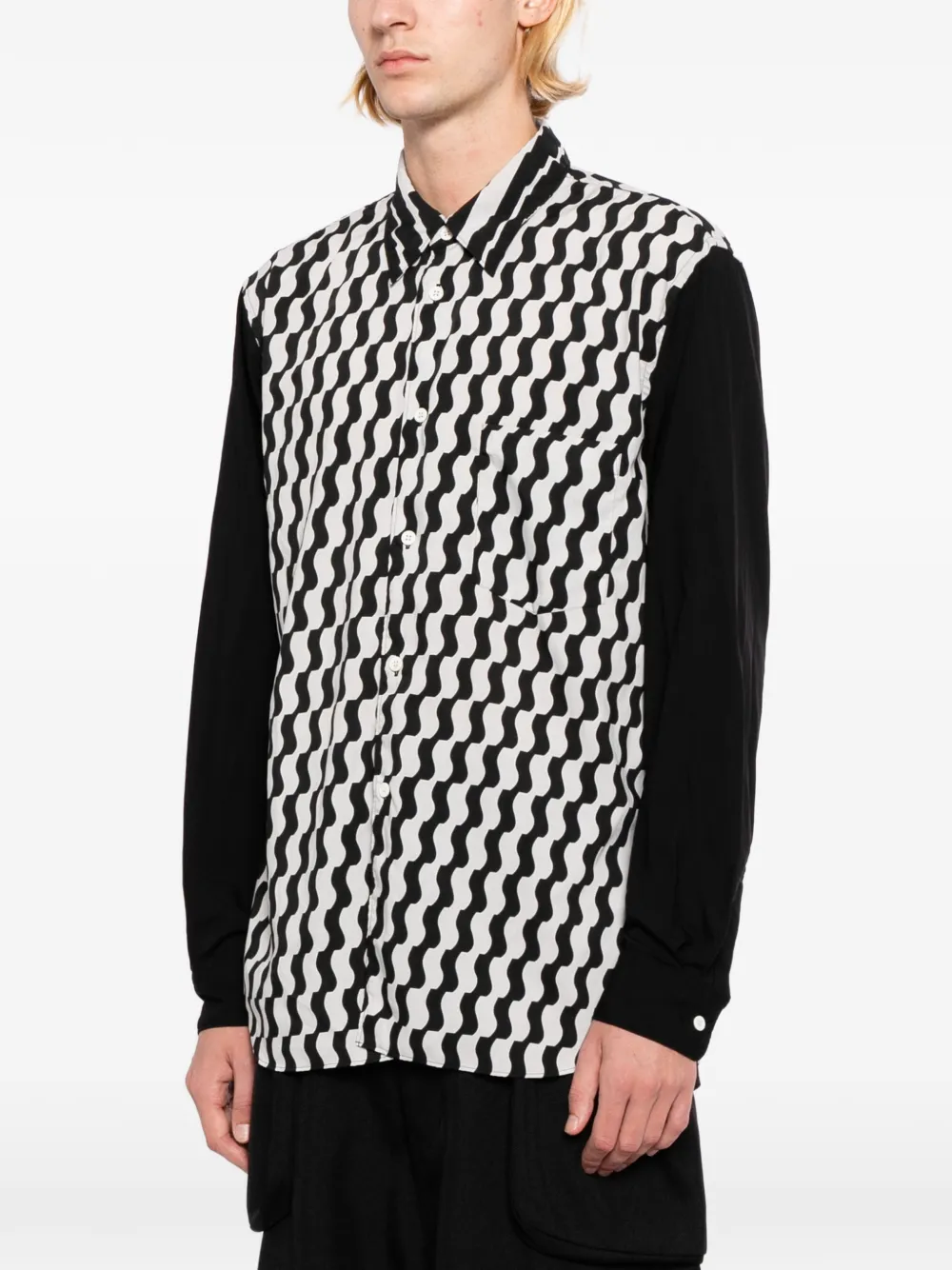 Comme des Garçons Homme Plus Overhemd met geometrische print Zwart