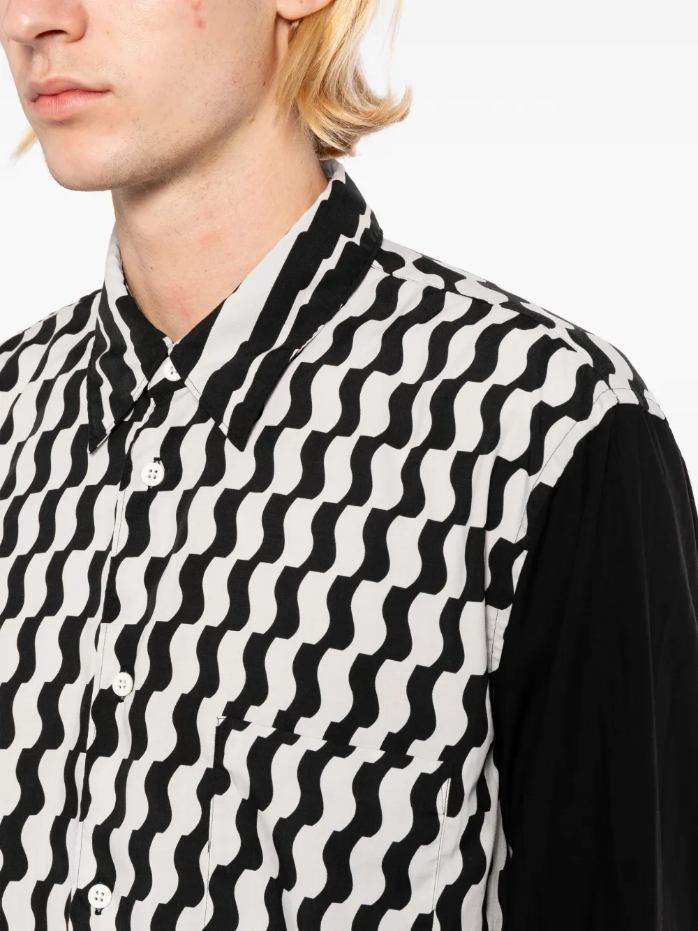 Comme des Garçons Homme Plus Overhemd met geometrische print Zwart