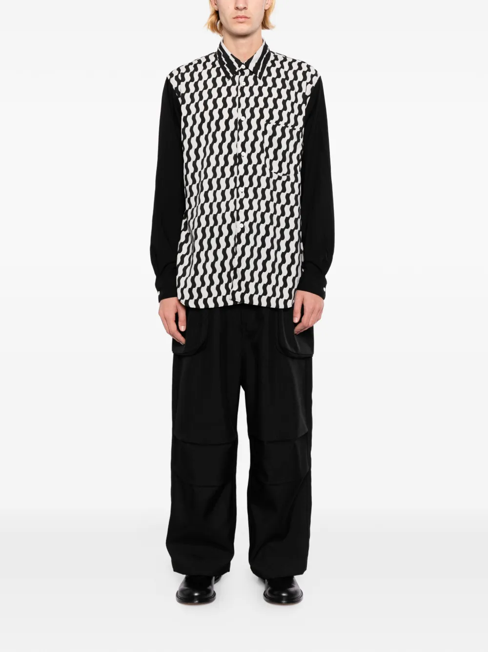 Comme des Garçons Homme Plus Overhemd met geometrische print Zwart