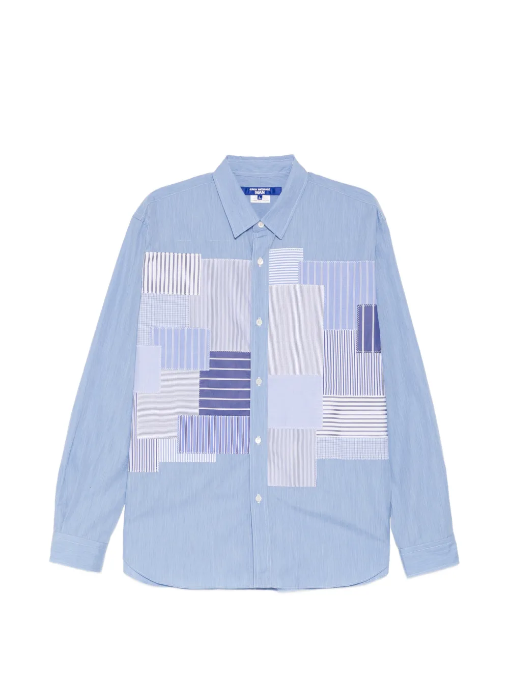 Junya Watanabe MAN patchwork striped shirt - Blu