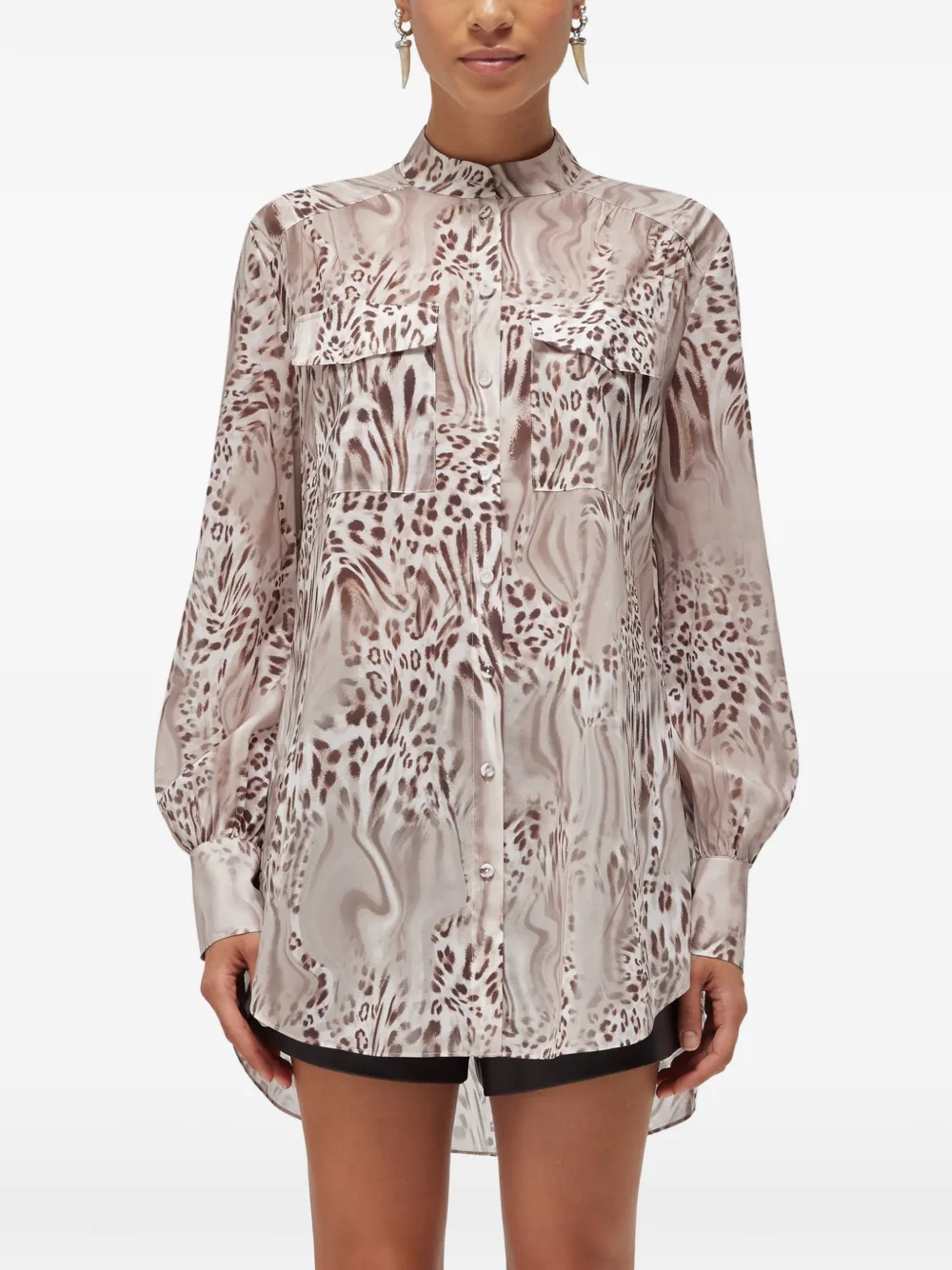 Blugirl leopard-print button-down shirt - Nude
