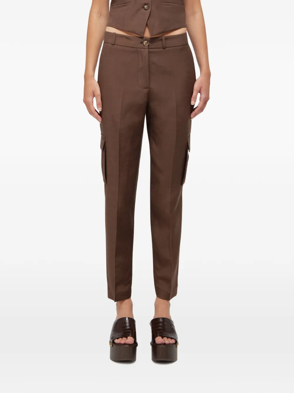 Blugirl pressed-crease cargo pants - Marrone