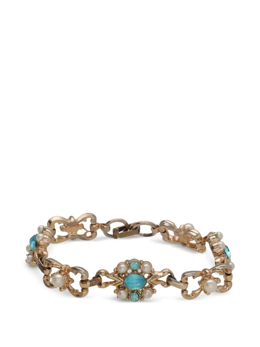 Vintage bracelet à perles artificielles - Or