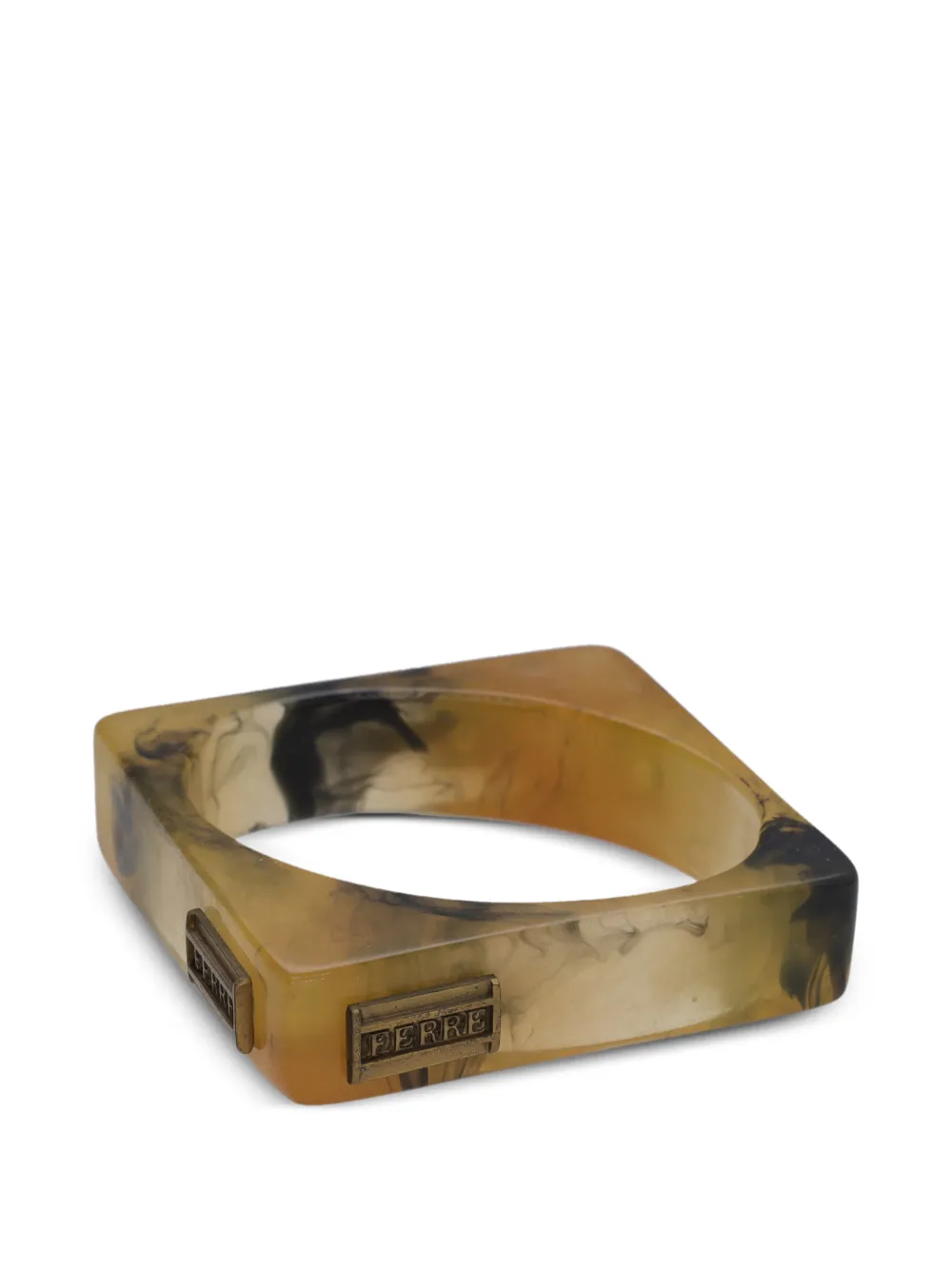 Gianfranco Ferré Pre-Owned square marbled bangle - Neutrals
