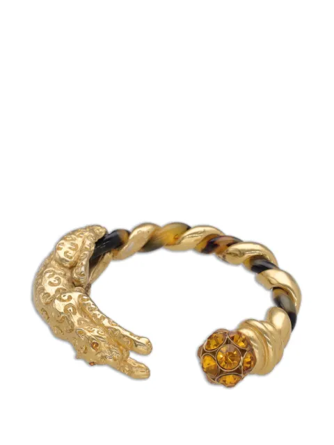 Vintage panther-motif twisted cuff bracelet