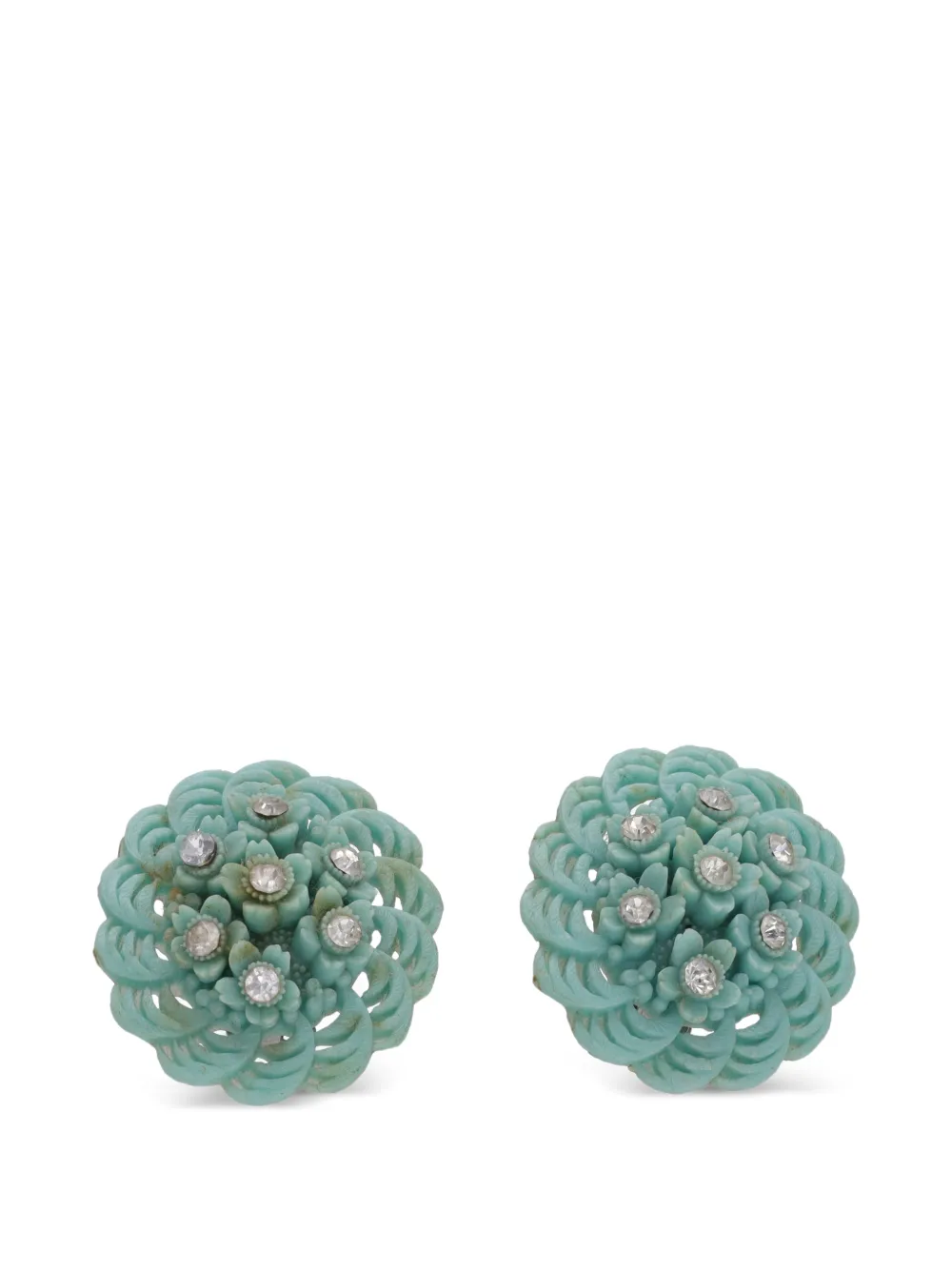 Vintage floral crystal-embellished earrings - Blu