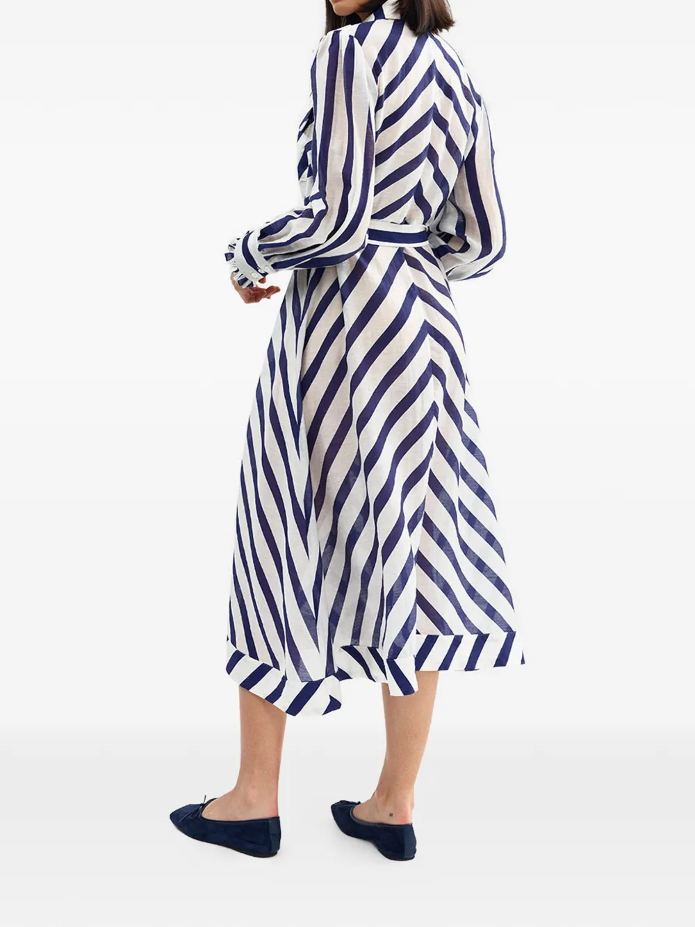  Aston Studio Vestido Yasmine Midi A Rayas - Azul 