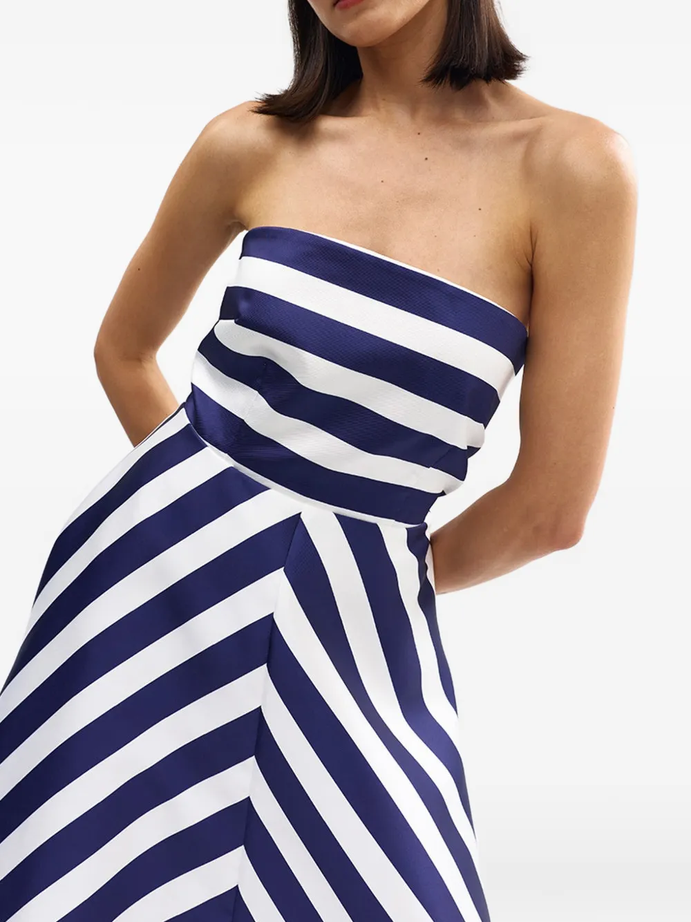 Aston Studio Audrey strapless maxi-avondjurk met strepen Blauw
