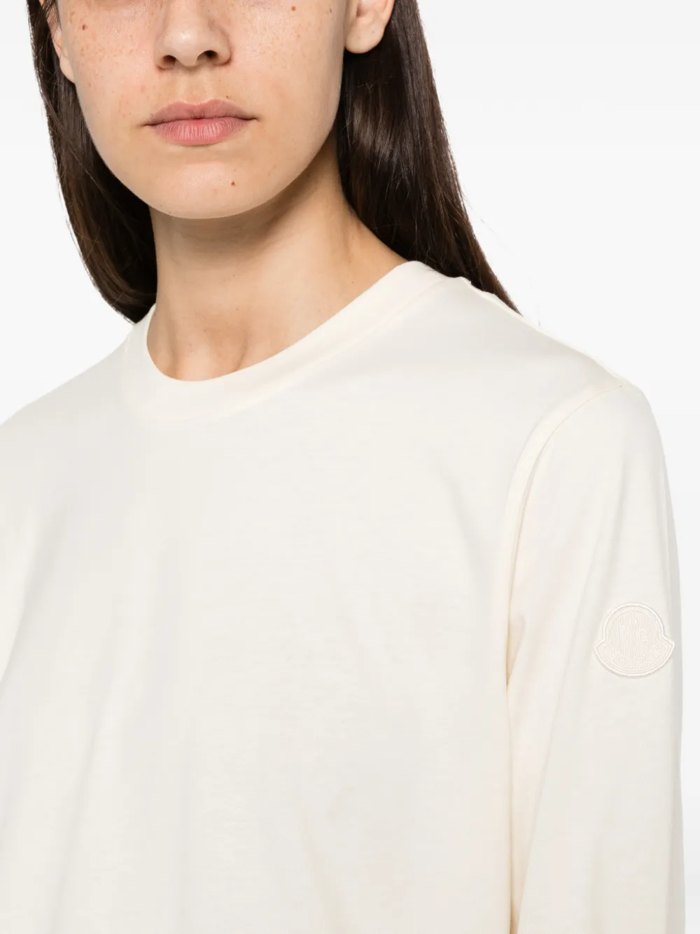 Moncler T-shirt met geborduurd logo Beige