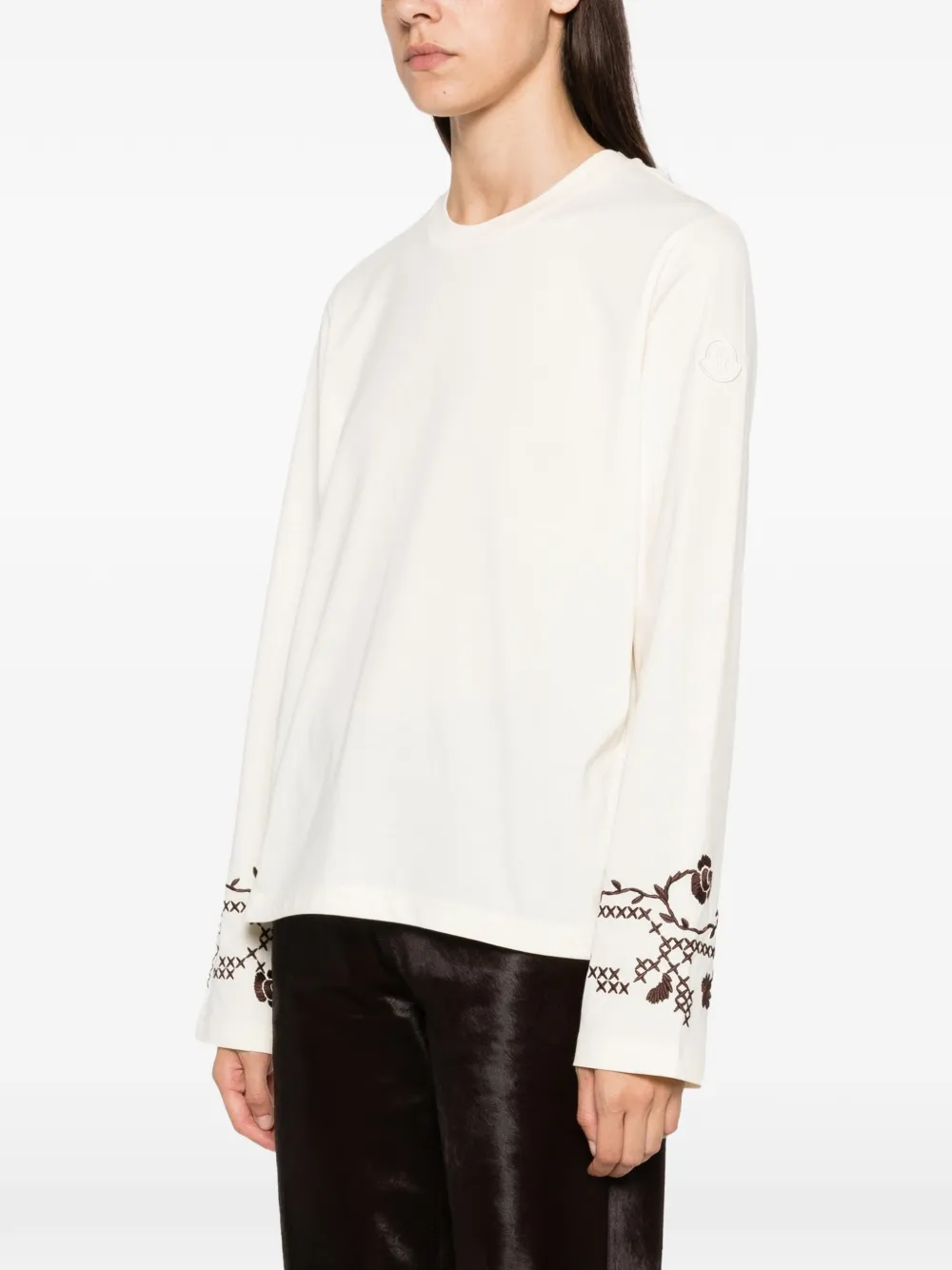 Moncler T-shirt met geborduurd logo Beige