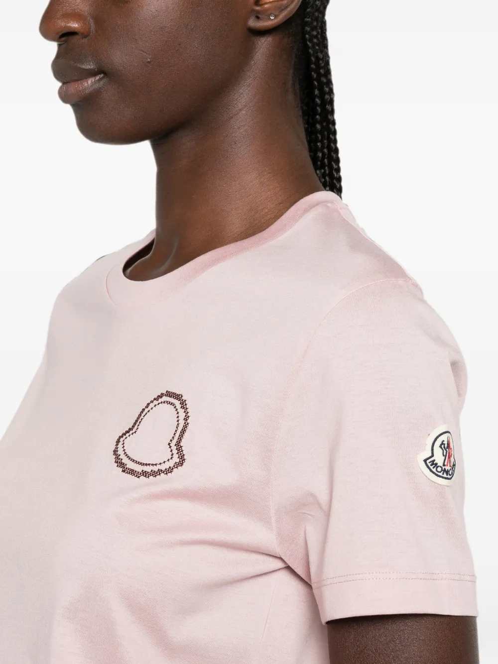 Moncler T-shirt met geborduurd logo Roze