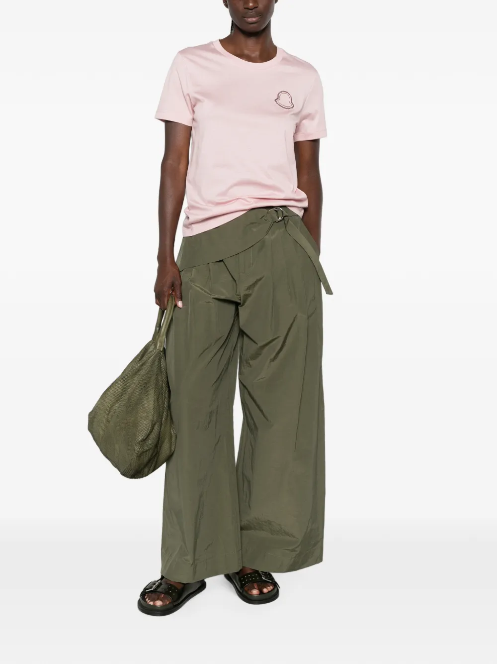 Moncler T-shirt met geborduurd logo Roze