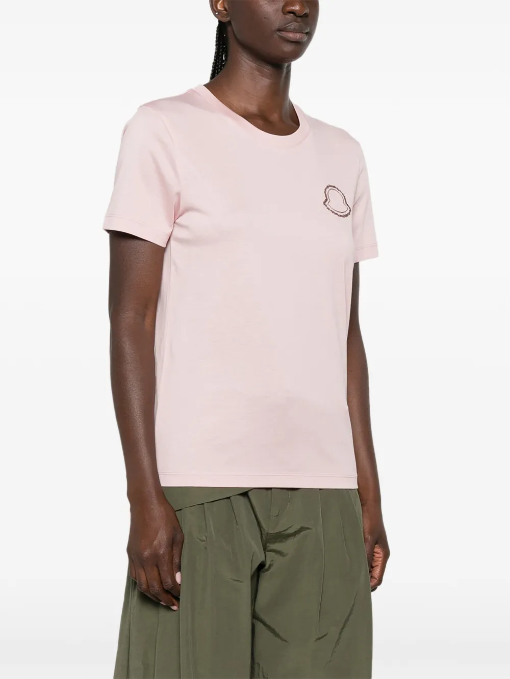 Moncler T-shirt met geborduurd logo Roze