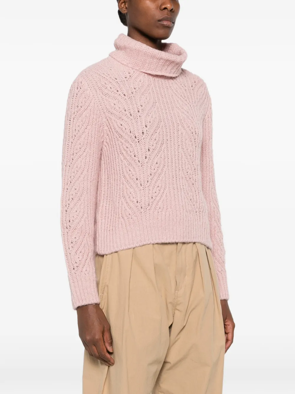 Moncler cable-knit roll-neck sweater Roze
