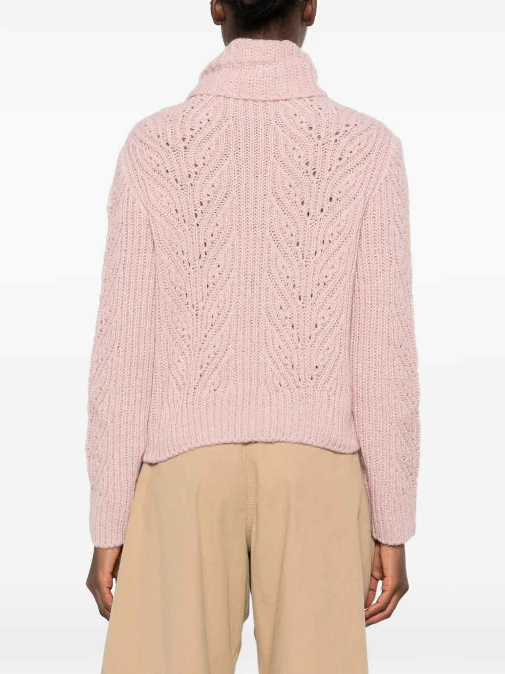 Moncler cable-knit roll-neck sweater Roze