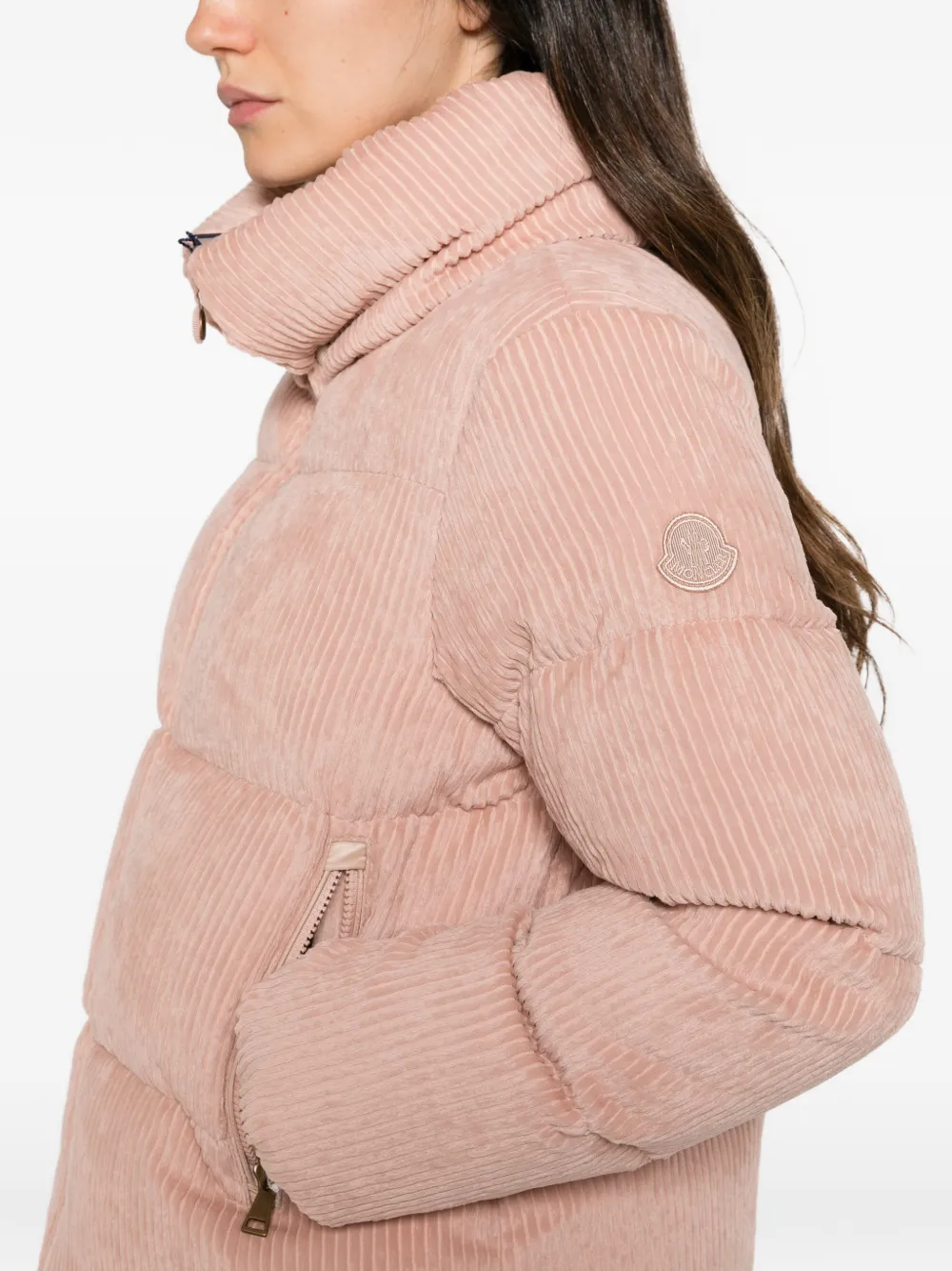 Moncler Lumineux corduroy puffer jacket Roze