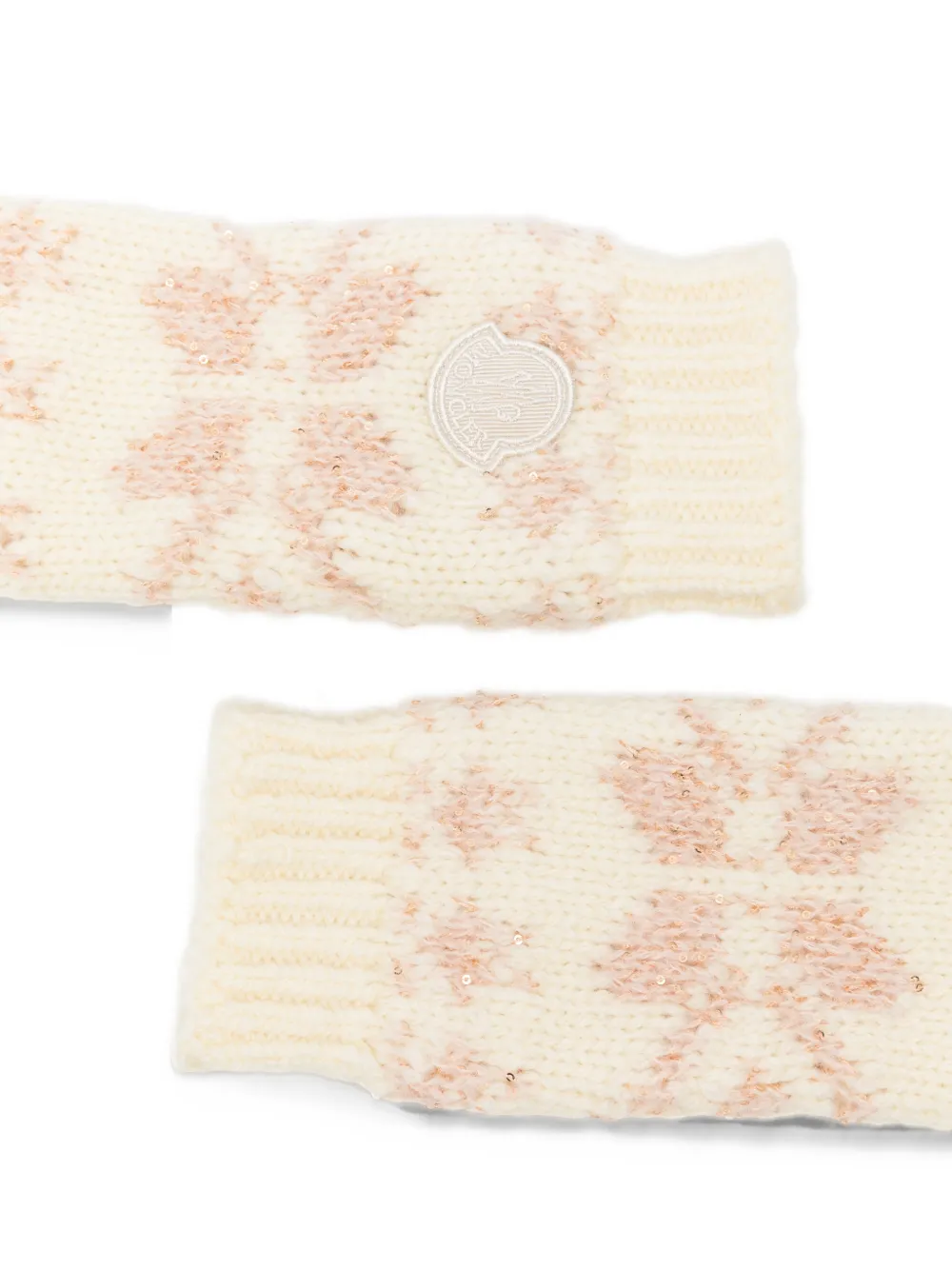 Moncler Handschoenen verfraaid met pailletten en sneeuwvlok-intarsia Beige