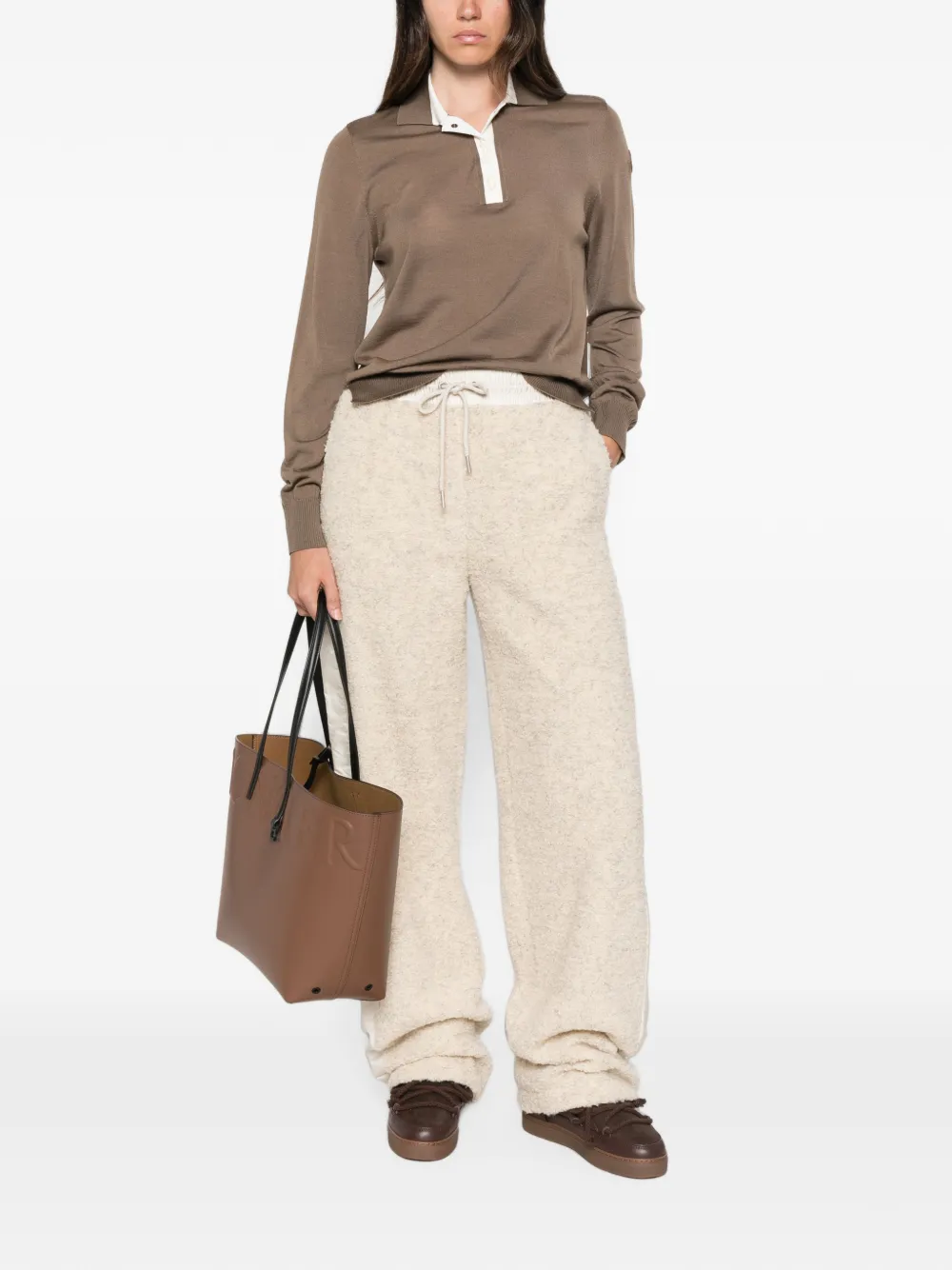 Moncler Poloshirt met lange mouwen Bruin