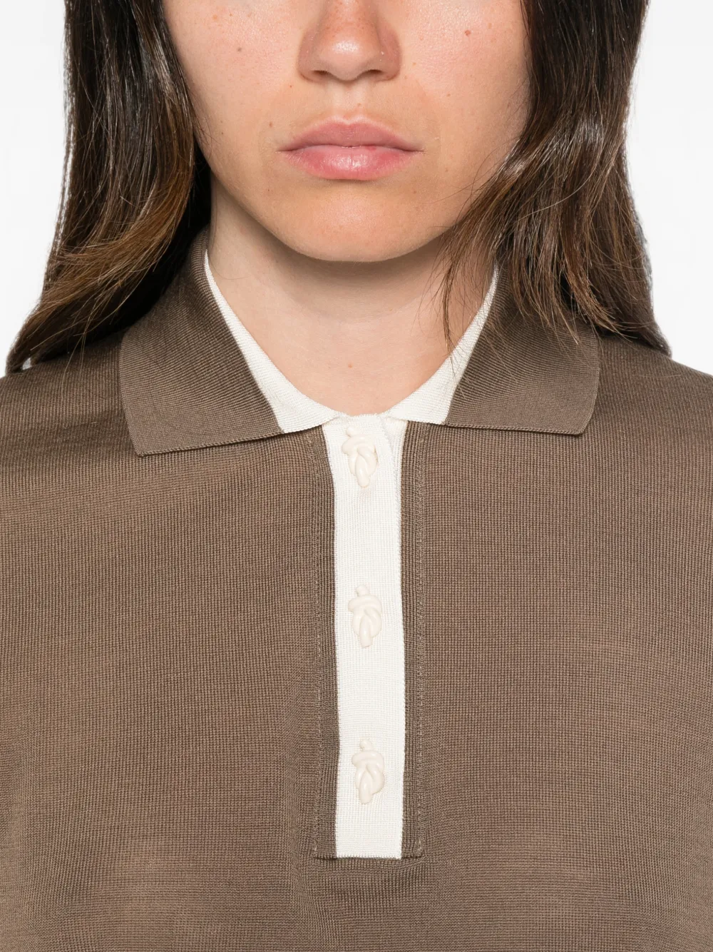 Moncler Poloshirt met lange mouwen Bruin
