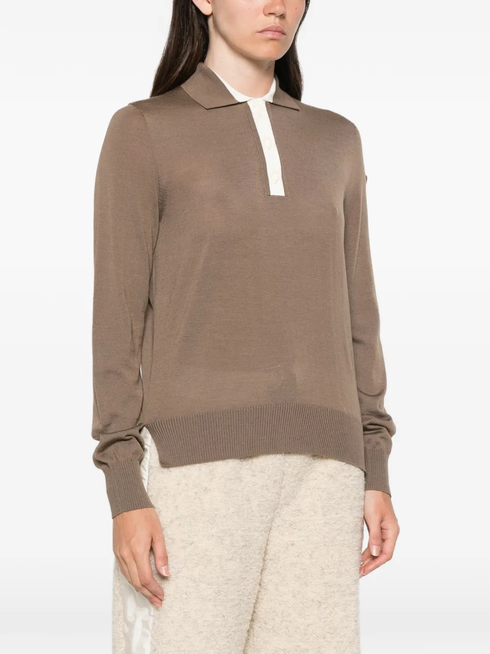 Moncler Poloshirt met lange mouwen Bruin