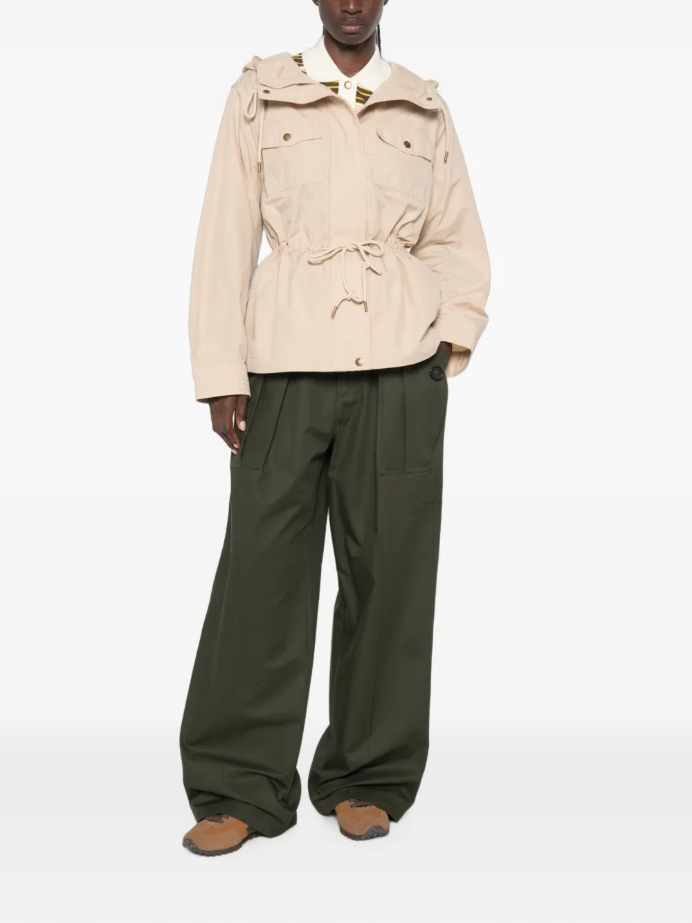 Moncler Serin parka van katoenblend met capuchon Beige