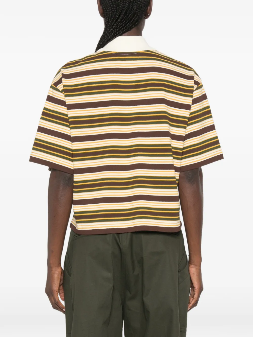 Moncler Manica Corta gestreept poloshirt met korte mouwen Bruin