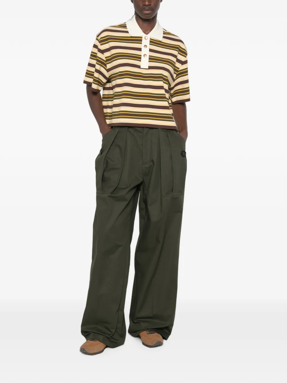 Moncler Manica Corta gestreept poloshirt met korte mouwen Bruin