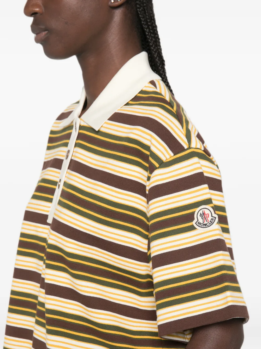 Moncler Manica Corta gestreept poloshirt met korte mouwen Bruin