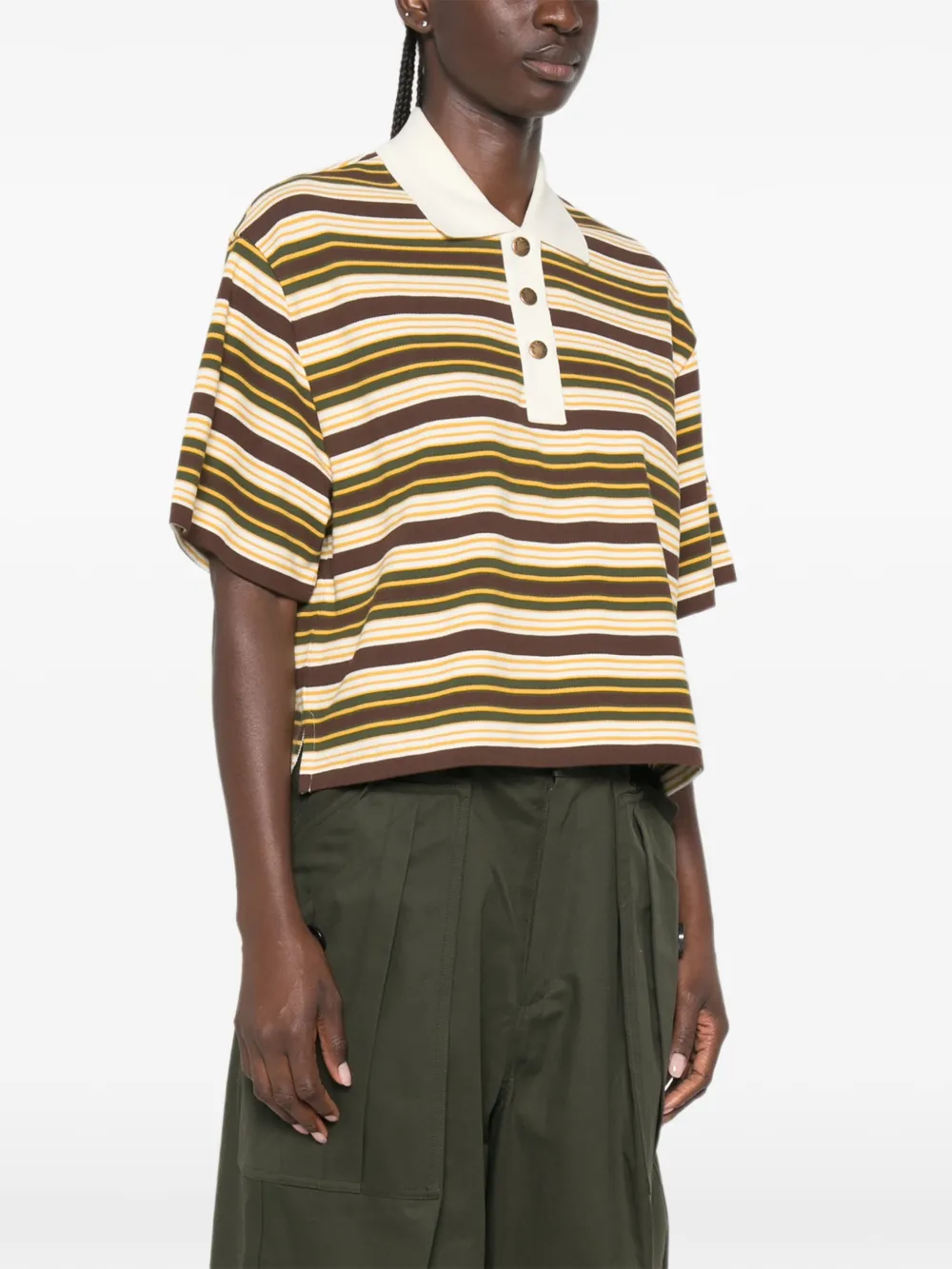 Moncler Manica Corta gestreept poloshirt met korte mouwen Bruin
