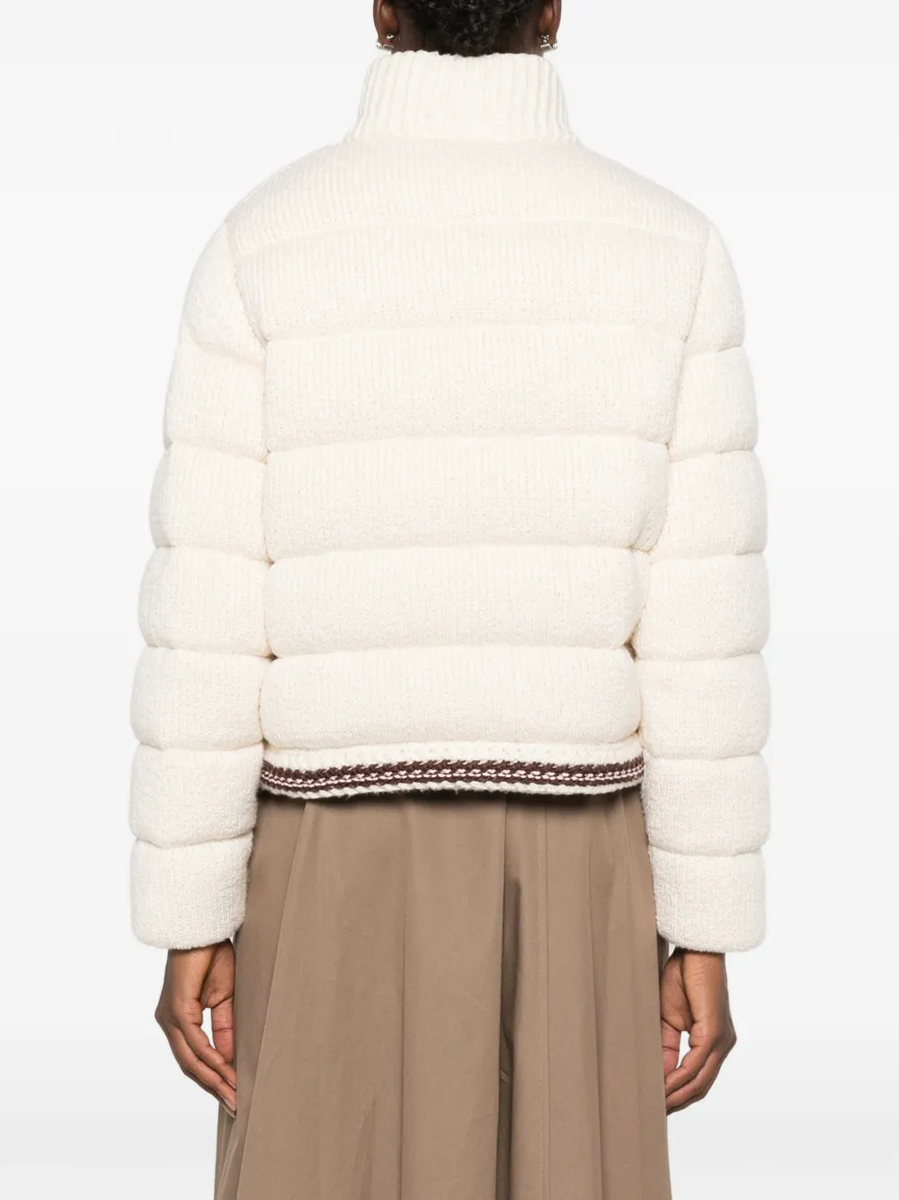 Moncler quilted knitted jacket Beige