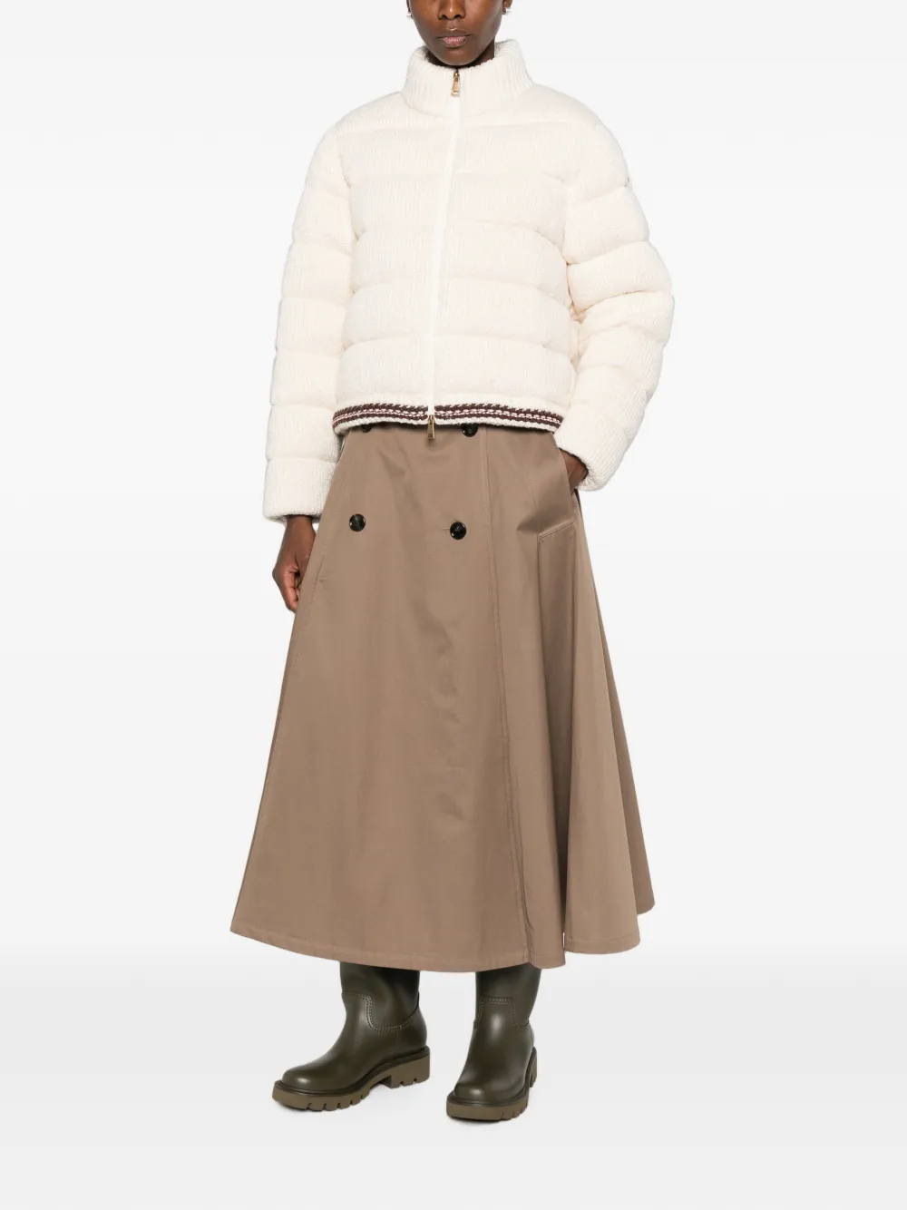 Moncler quilted knitted jacket Beige