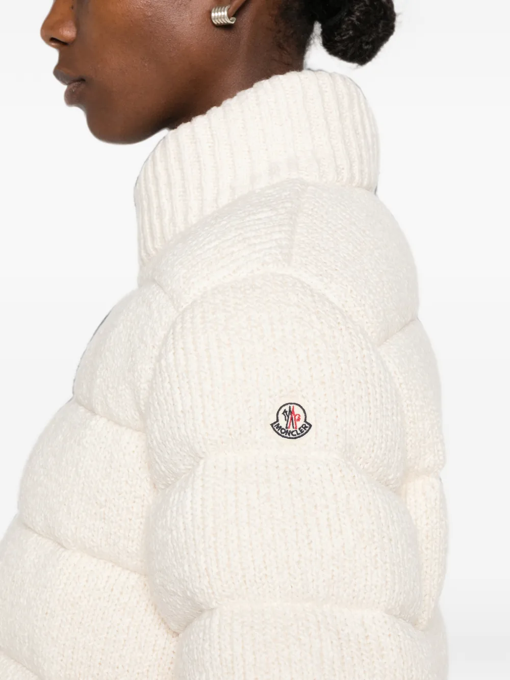 Moncler quilted knitted jacket Beige