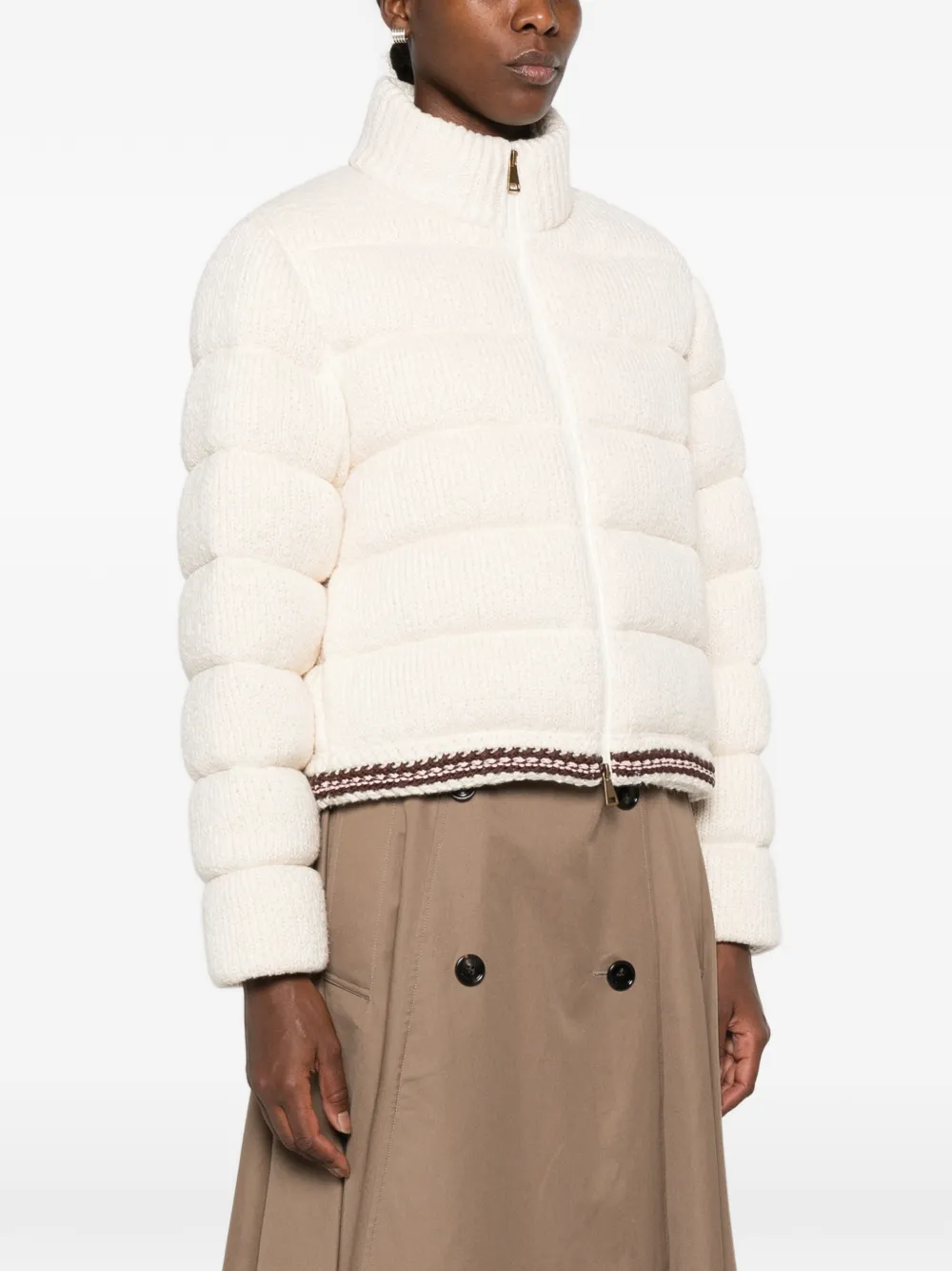 Moncler quilted knitted jacket Beige