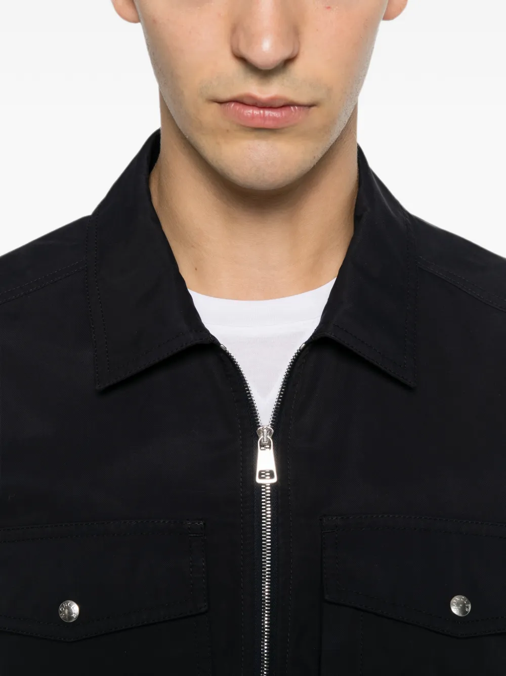 Moncler Shirtjack met korte mouwen en rits Blauw