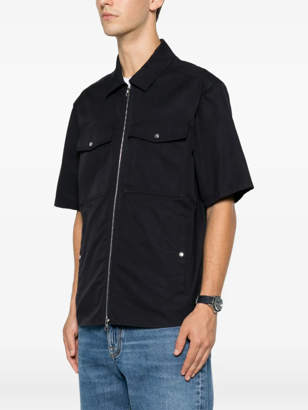 Moncler Shirtjack met korte mouwen en rits Blauw