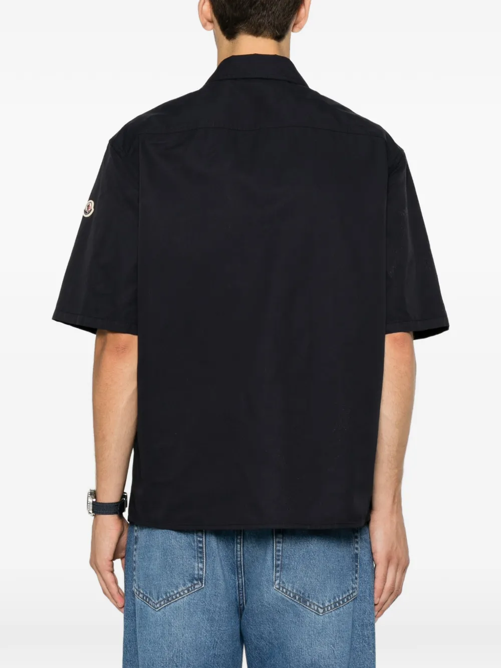 Moncler Shirtjack met korte mouwen en rits Blauw