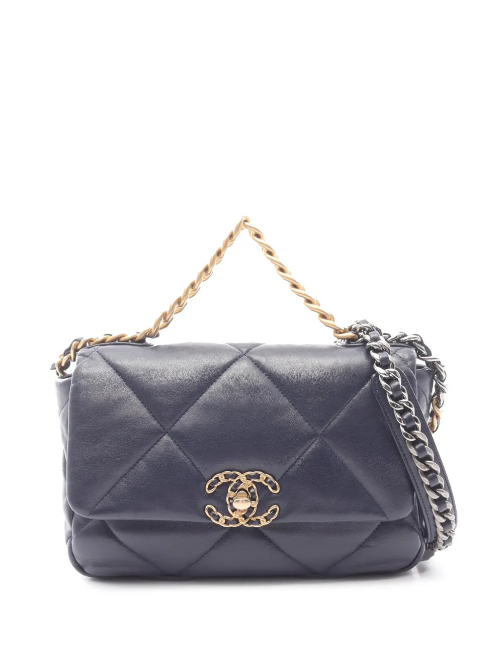 CHANEL Pre-Owned 2021 Medium Lambskin 19 Flap satchel - Blau