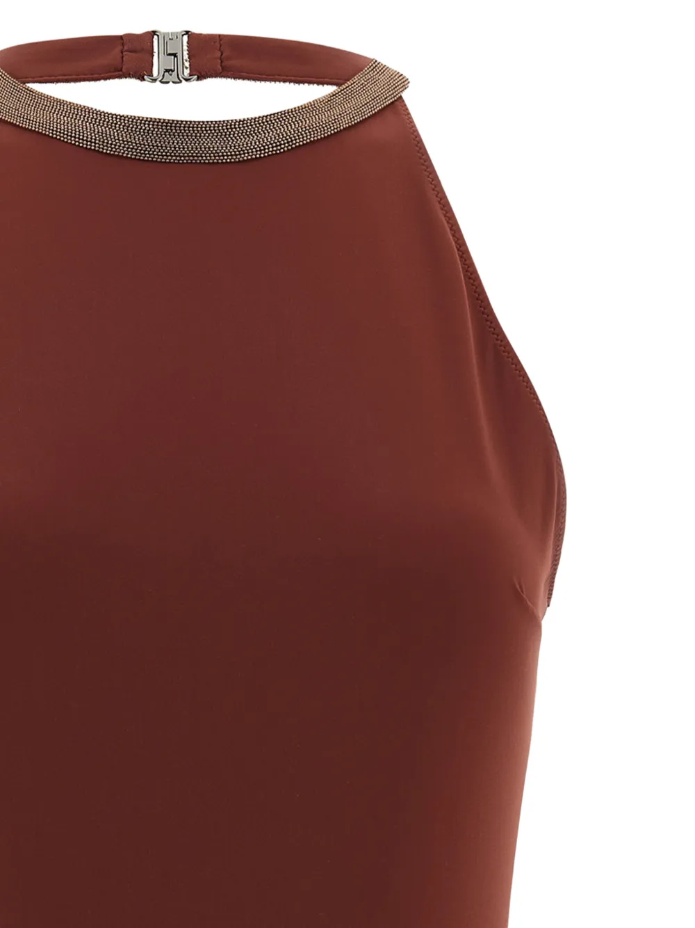 Brunello Cucinelli Precious Collar badpak met halternek Bruin